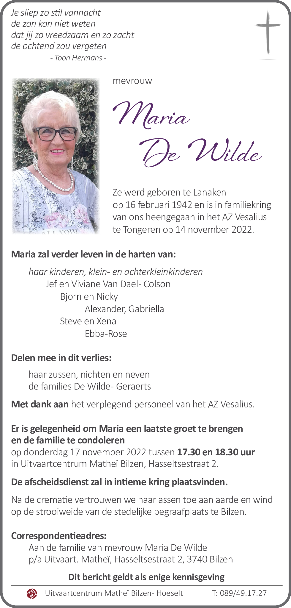 Maria De Wilde