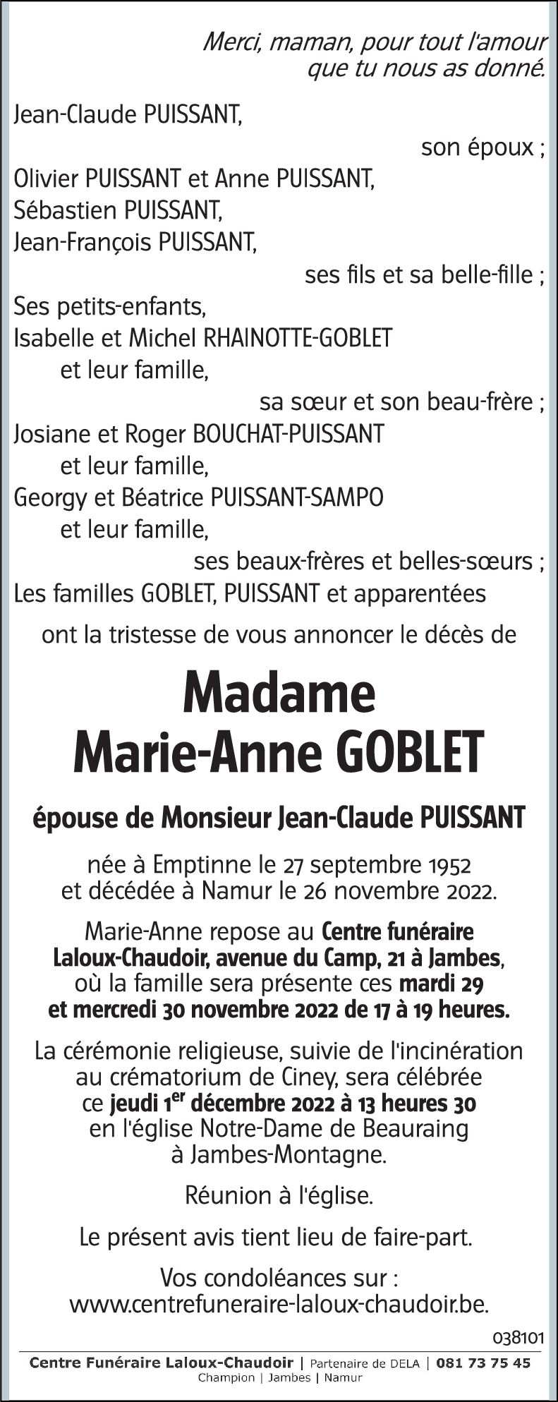 Marie-Anne GOBLET