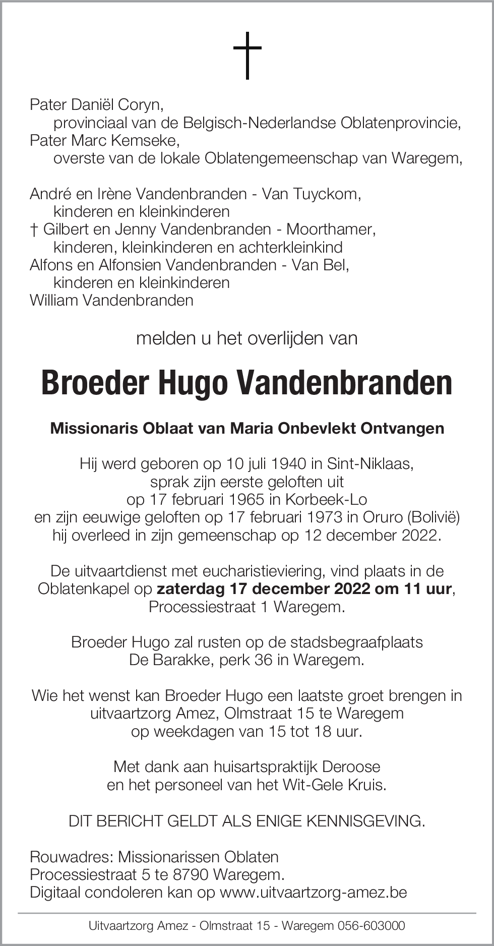 Broeder Hugo Vandenbranden