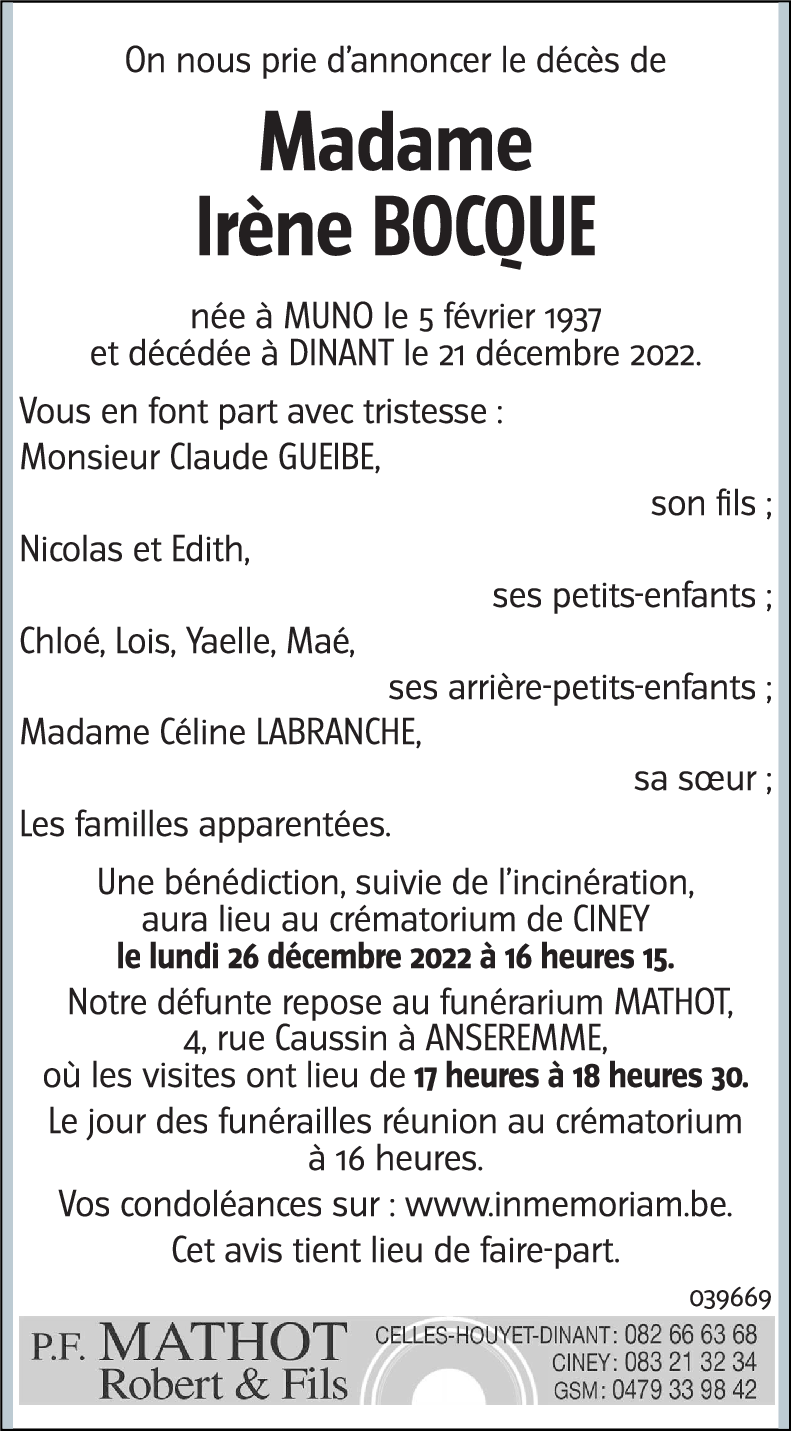 Irène BOCQUE