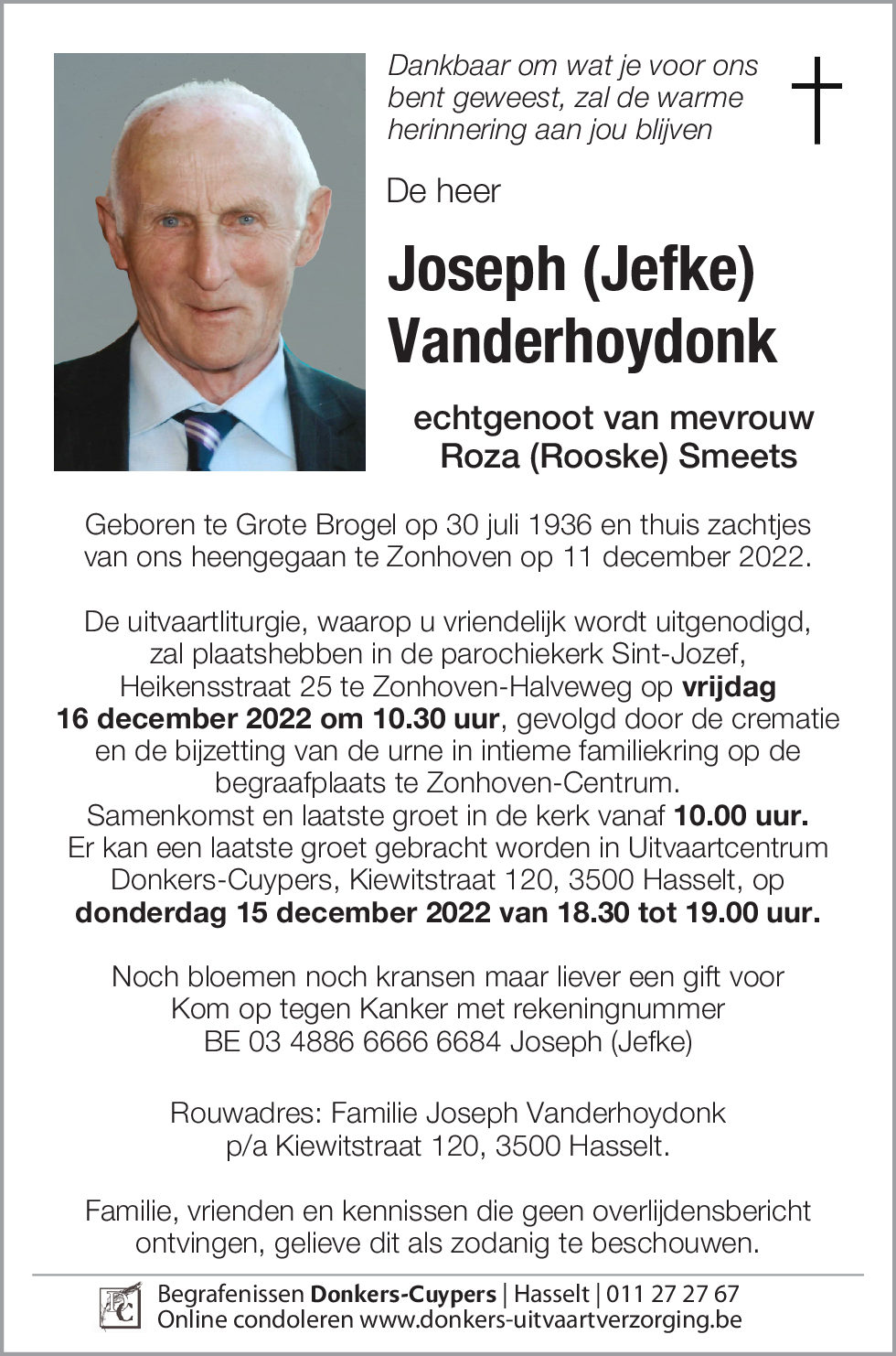 Joseph (Jefke) Vanderhoydonk
