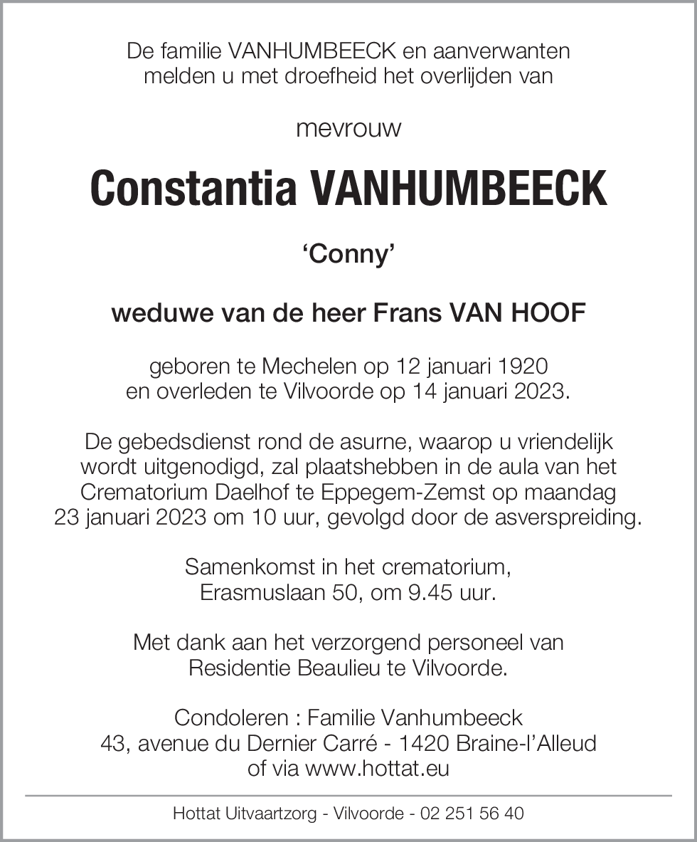 Constantia VANHUMBEECK
