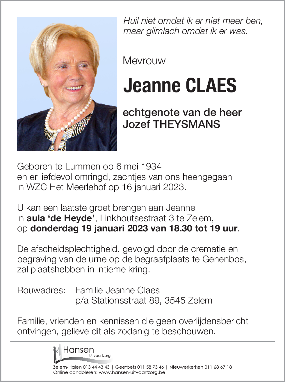 Jeanne CLAES