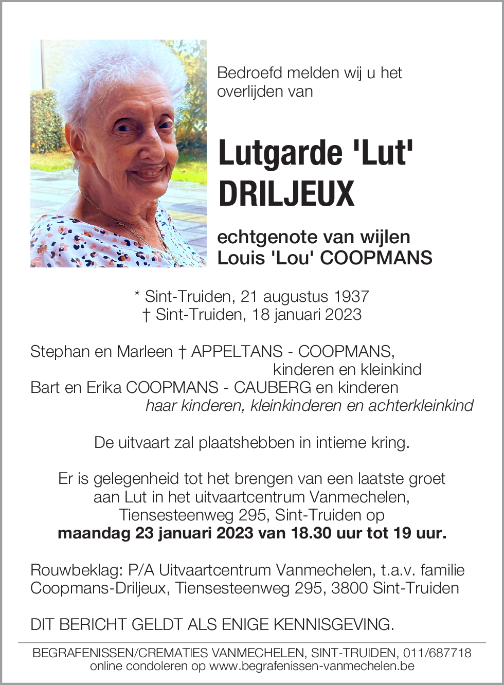 Lutgarde 'Lut' DRILJEUX