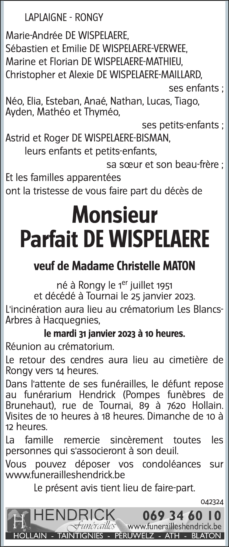 Parfait DE WISPELAERE