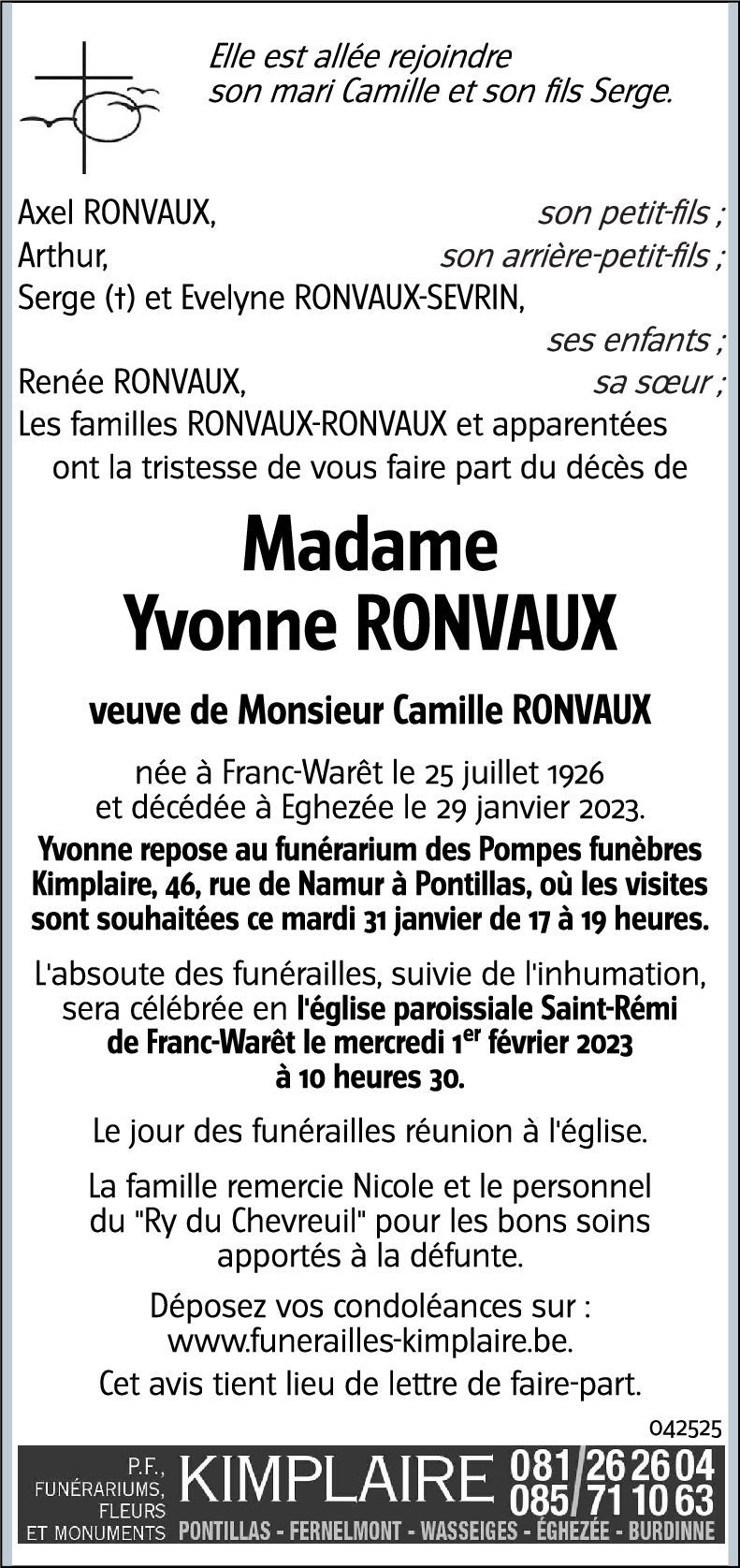 Yvonne RONVAUX