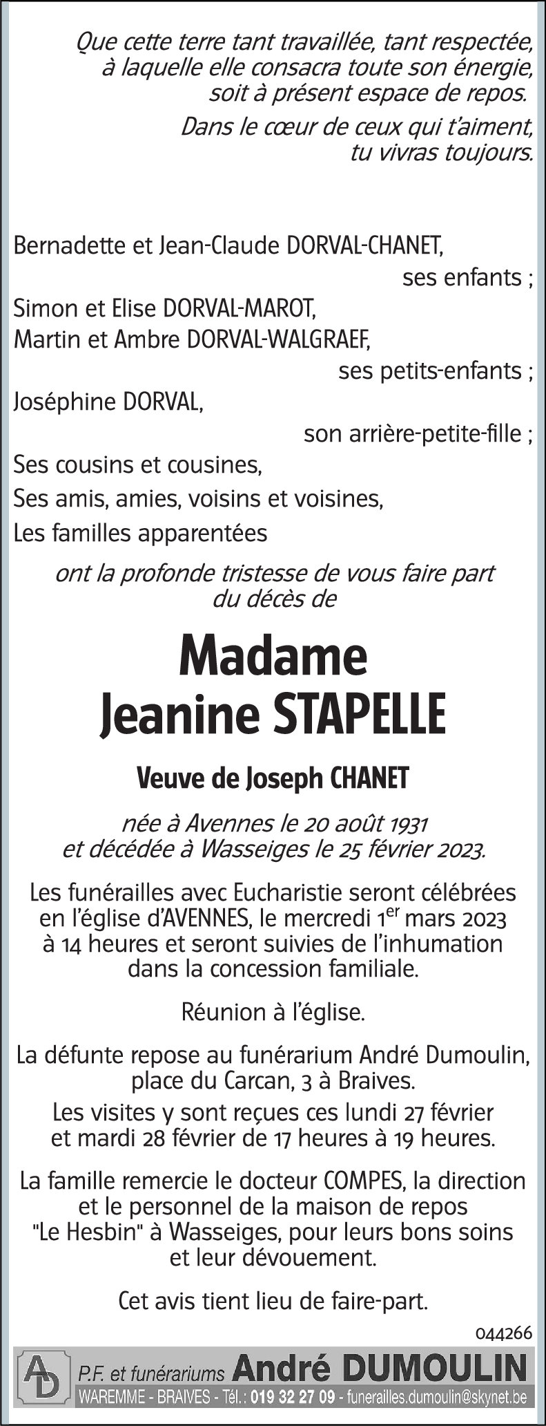 Jeanine STAPELLE