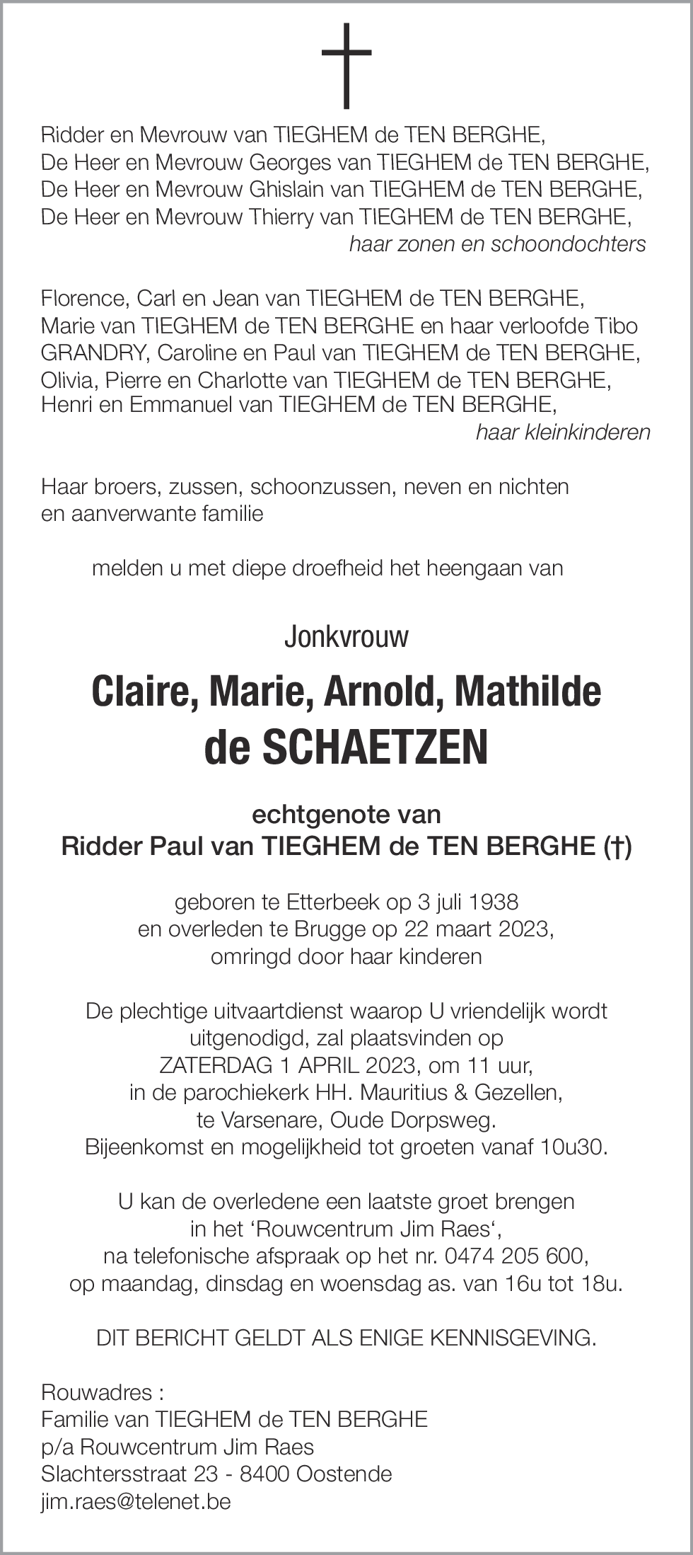 Claire, Marie, Arnold, Mathilde de Schaetzen