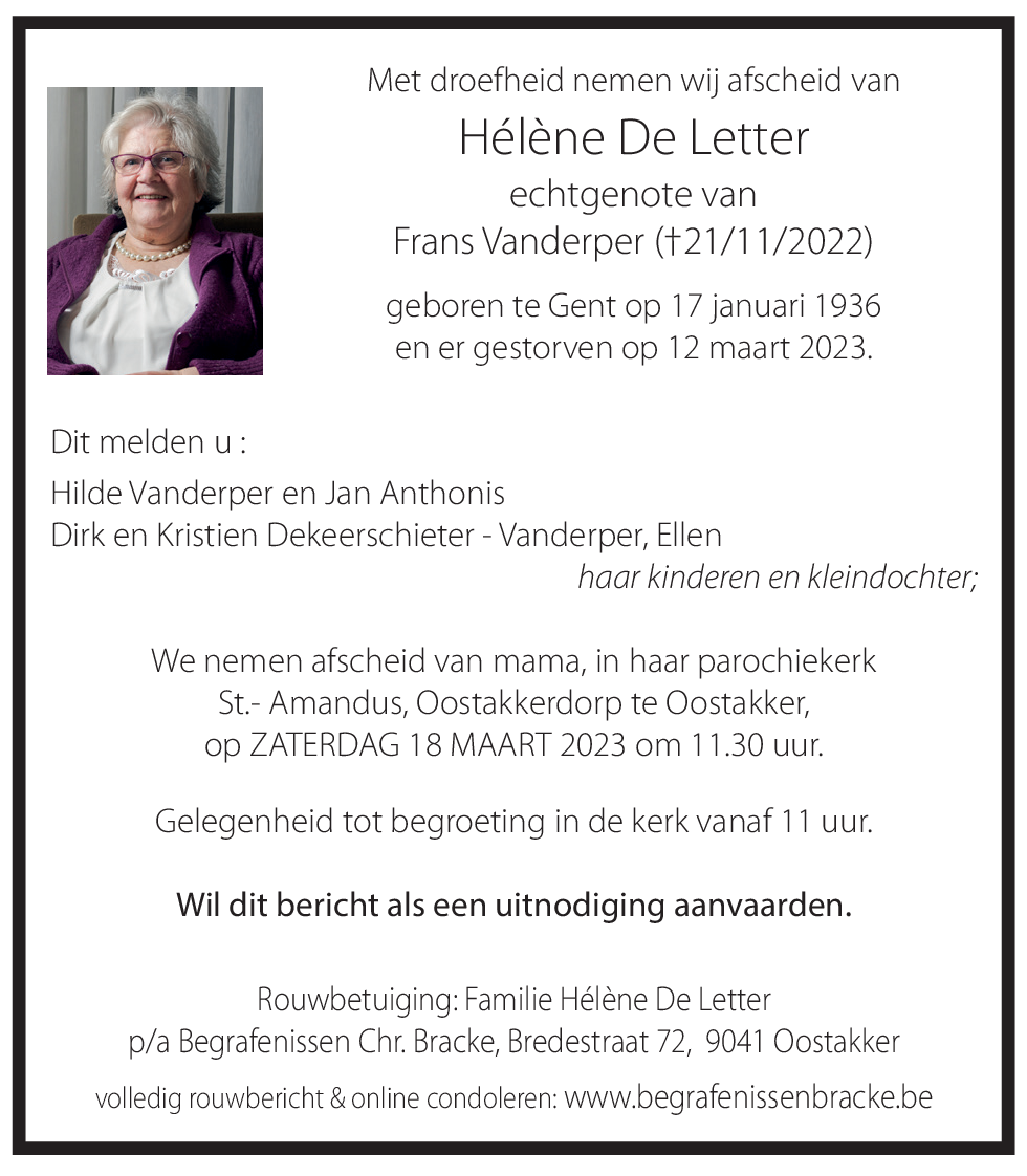 Helena De letter