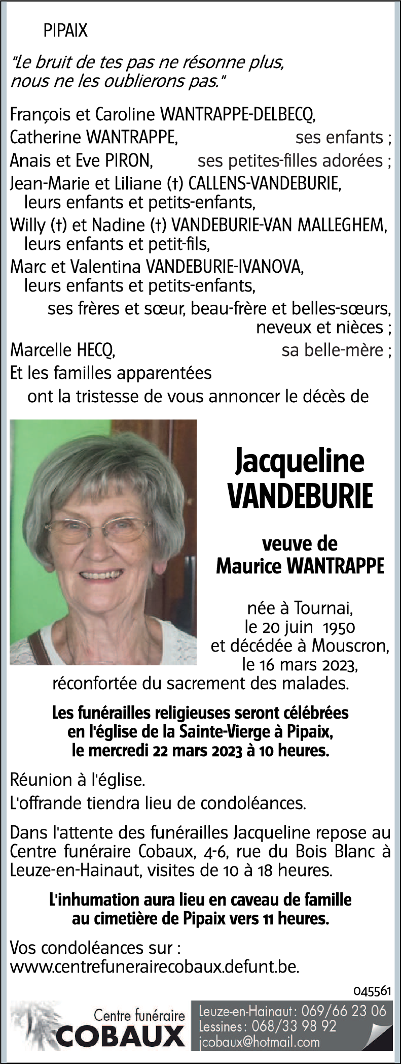 Jacqueline Vandeburie
