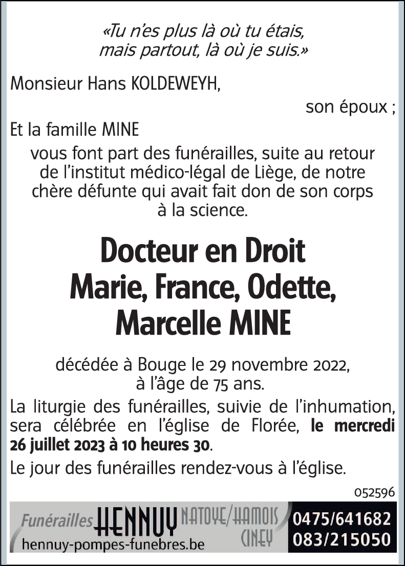 Docteur, Marie, France, Odette, Marcelle MINE