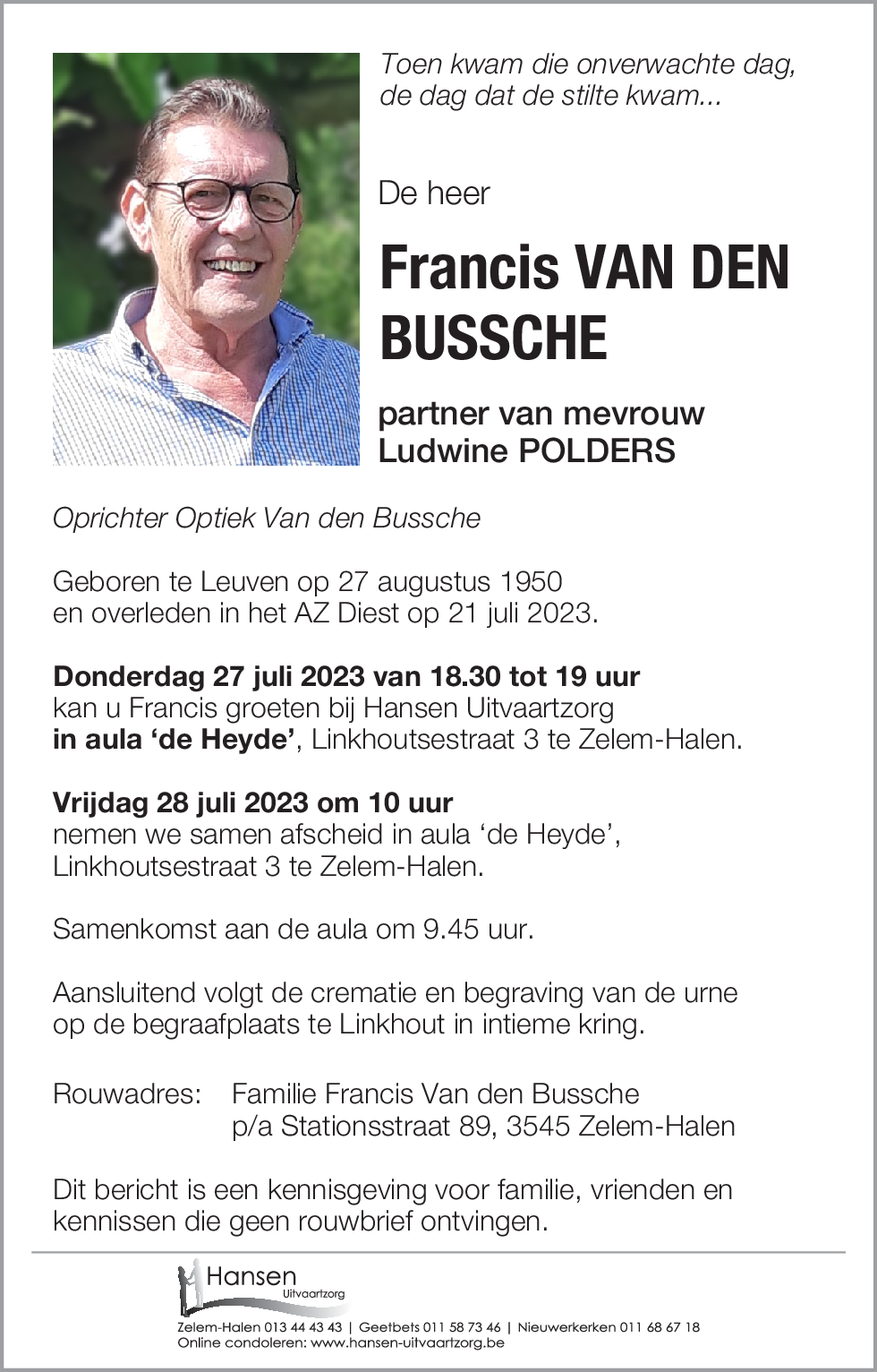 Francis VAN DEN BUSSCHE