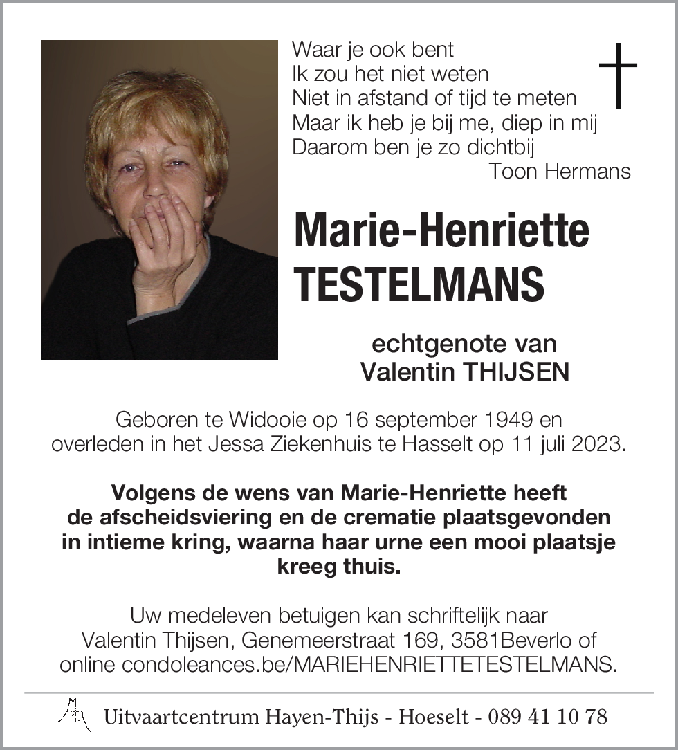 Marie-Henriette TESTELMANS