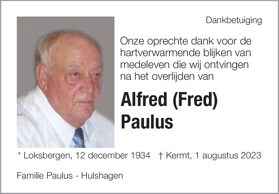 Alfred (Fred) Paulus