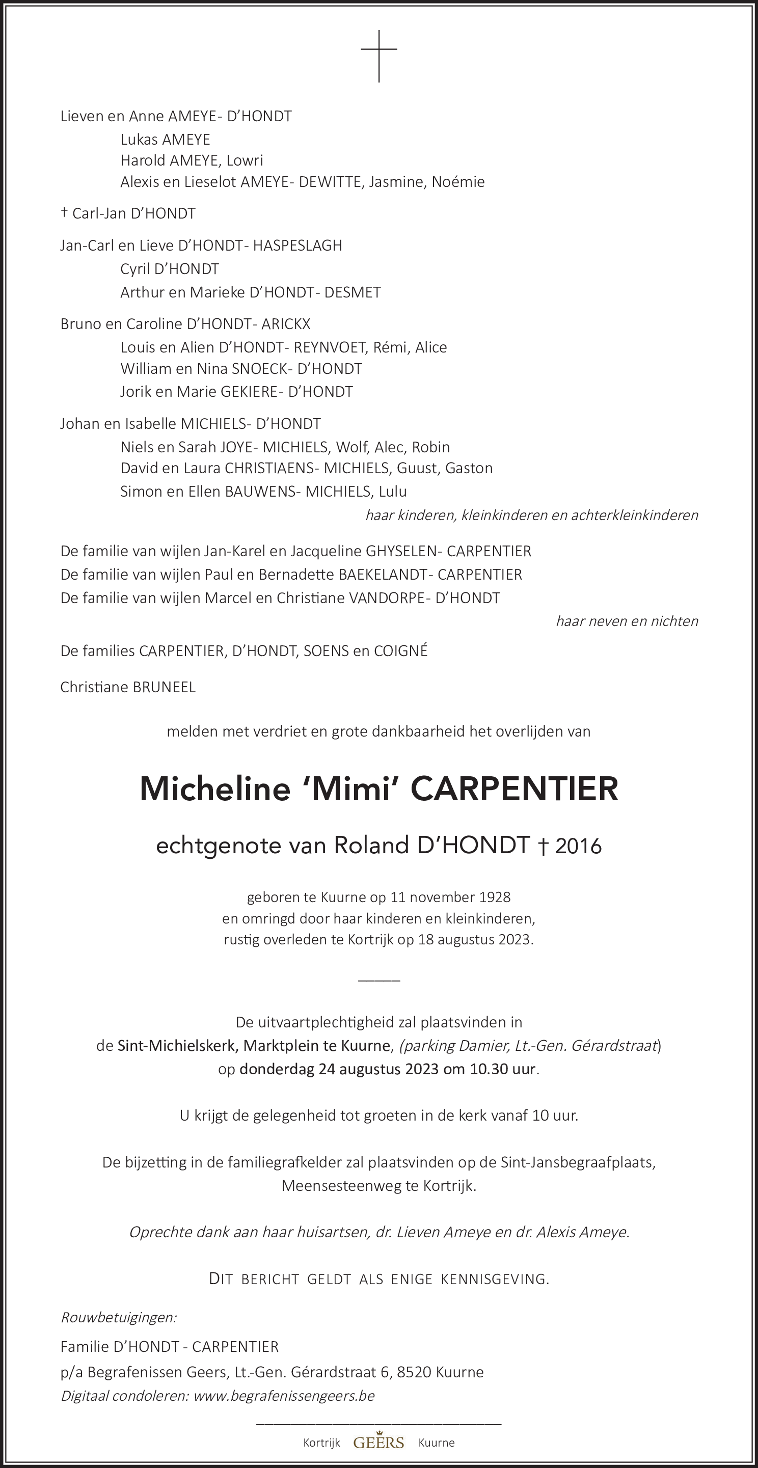 Micheline D'Hondt - Carpentier