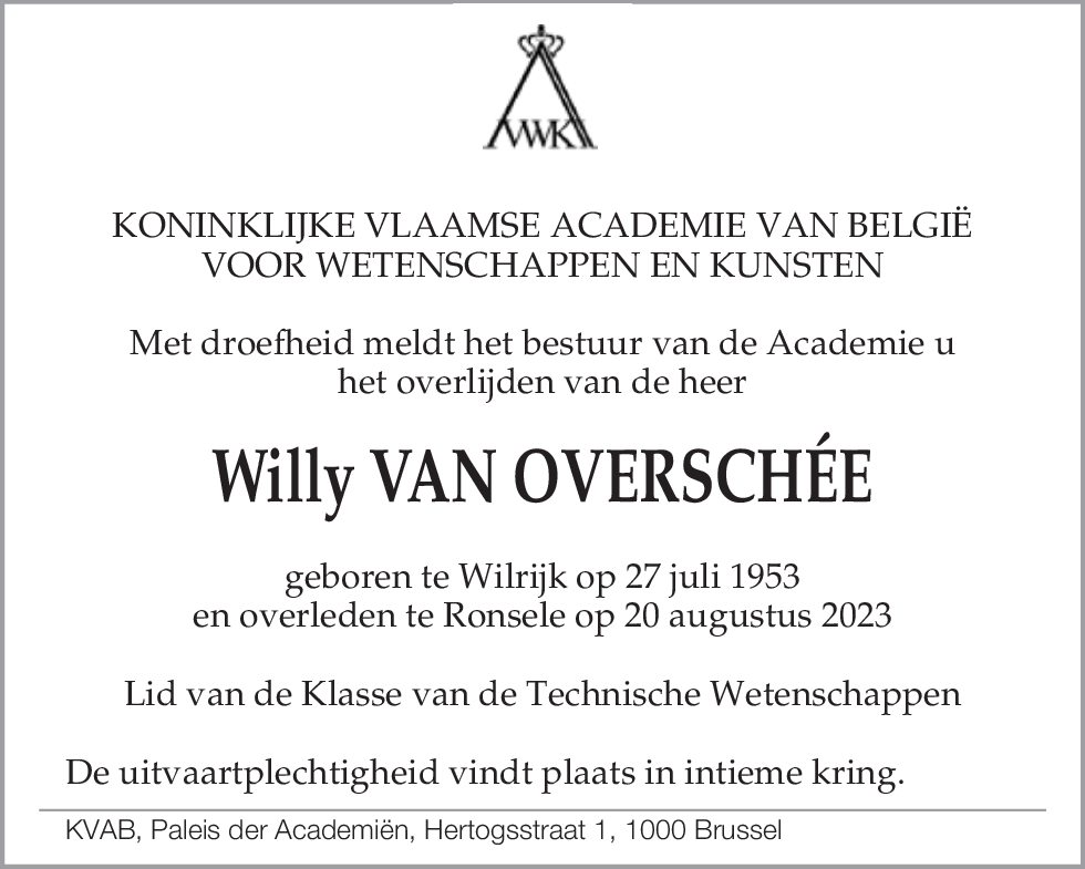 Willy VAN OVERSCHÉE