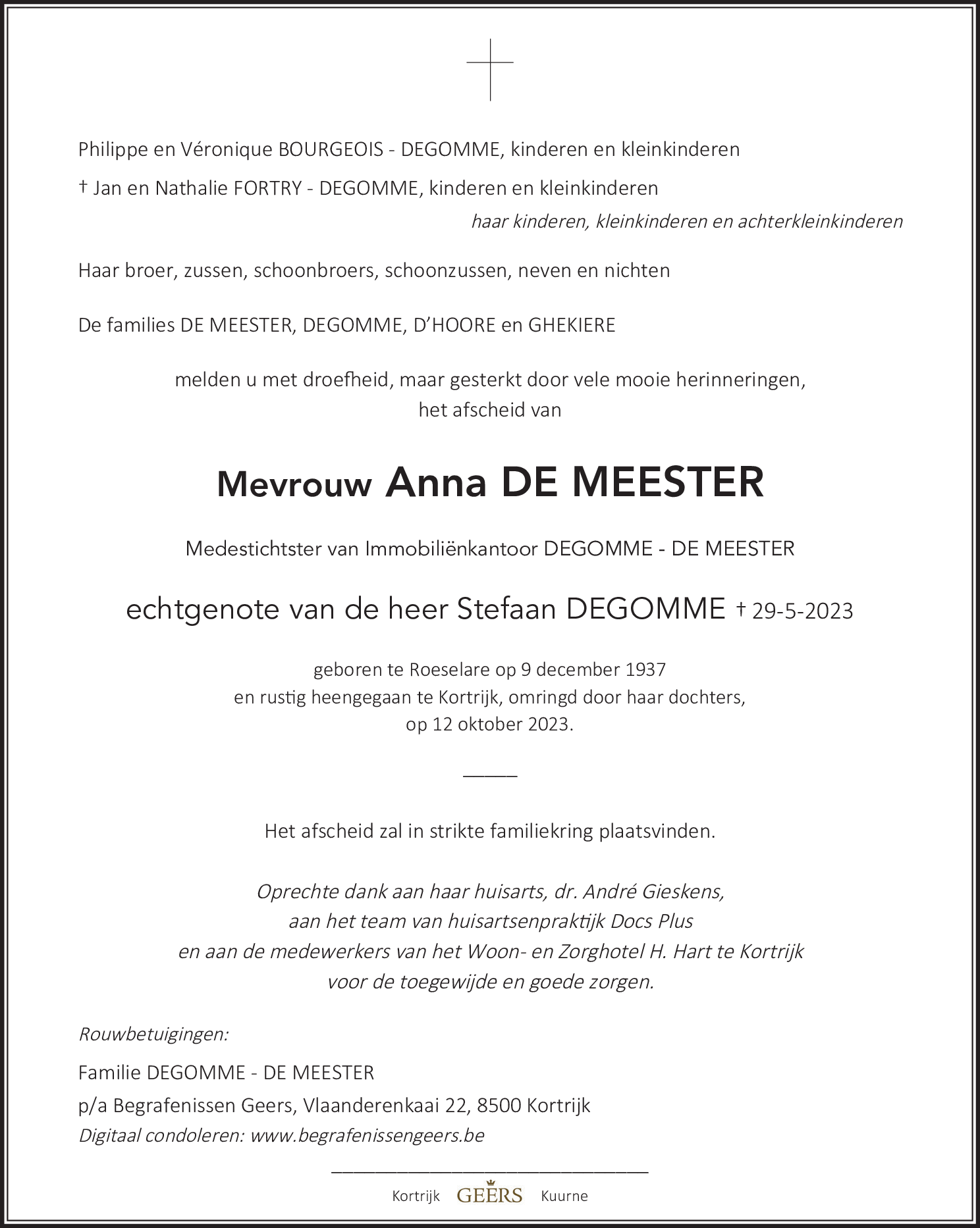 Anna Degomme - De Meester