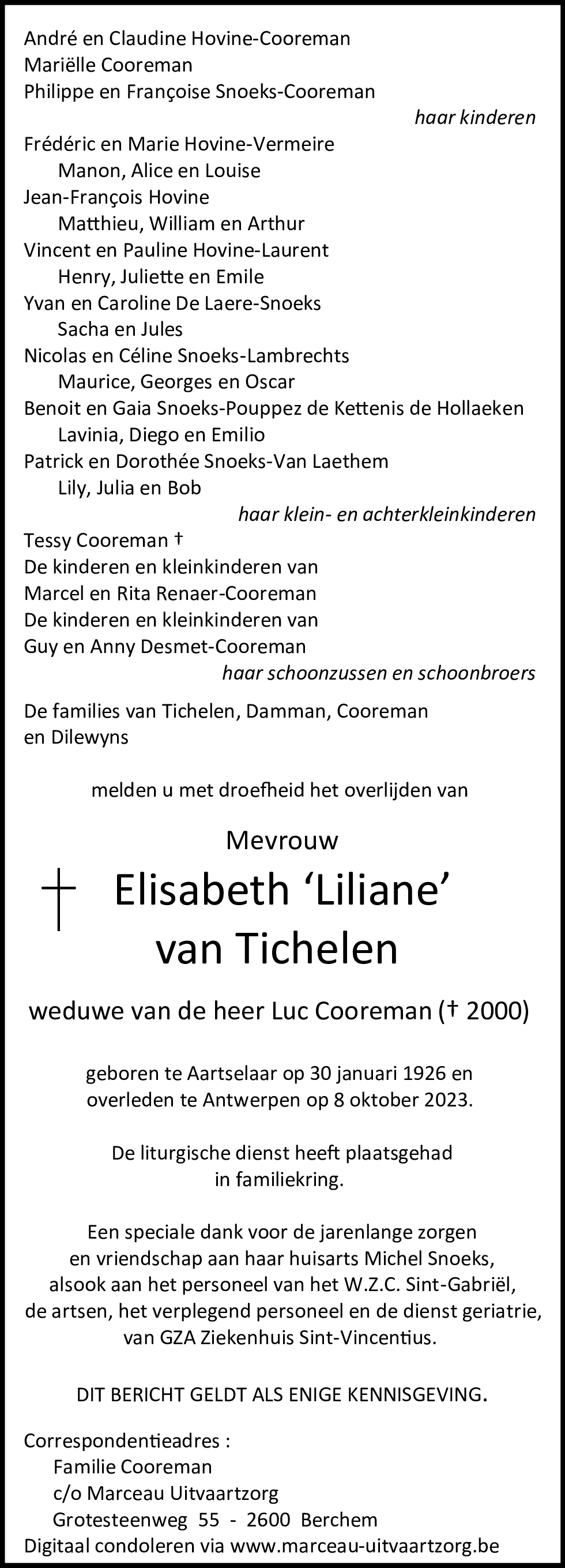 ELISABETH VAN TICHELEN