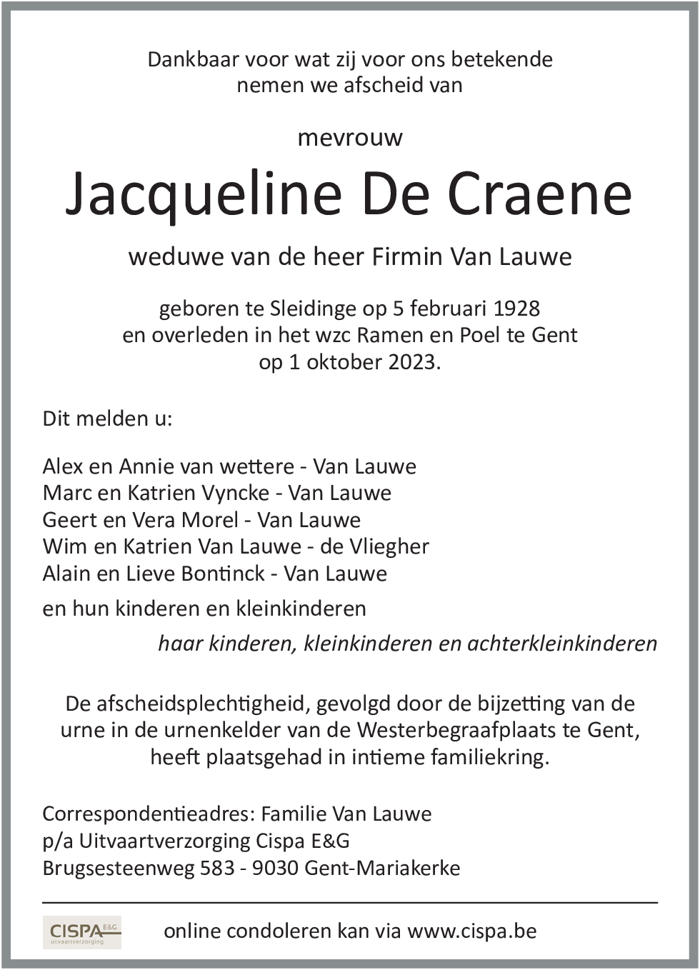 Jacqueline De Craene