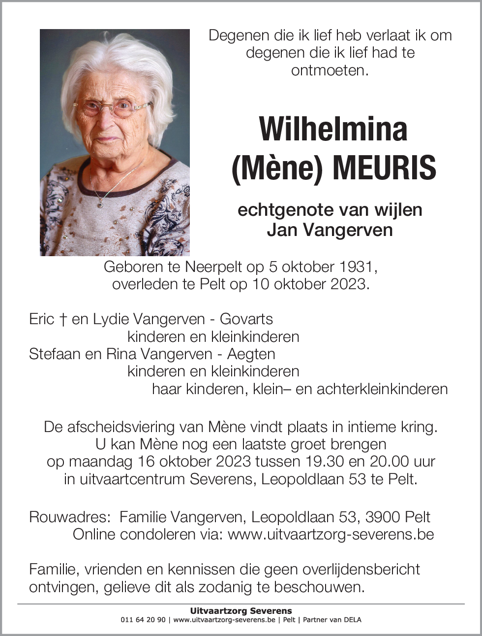Wilhelmina (Mène) Meuris