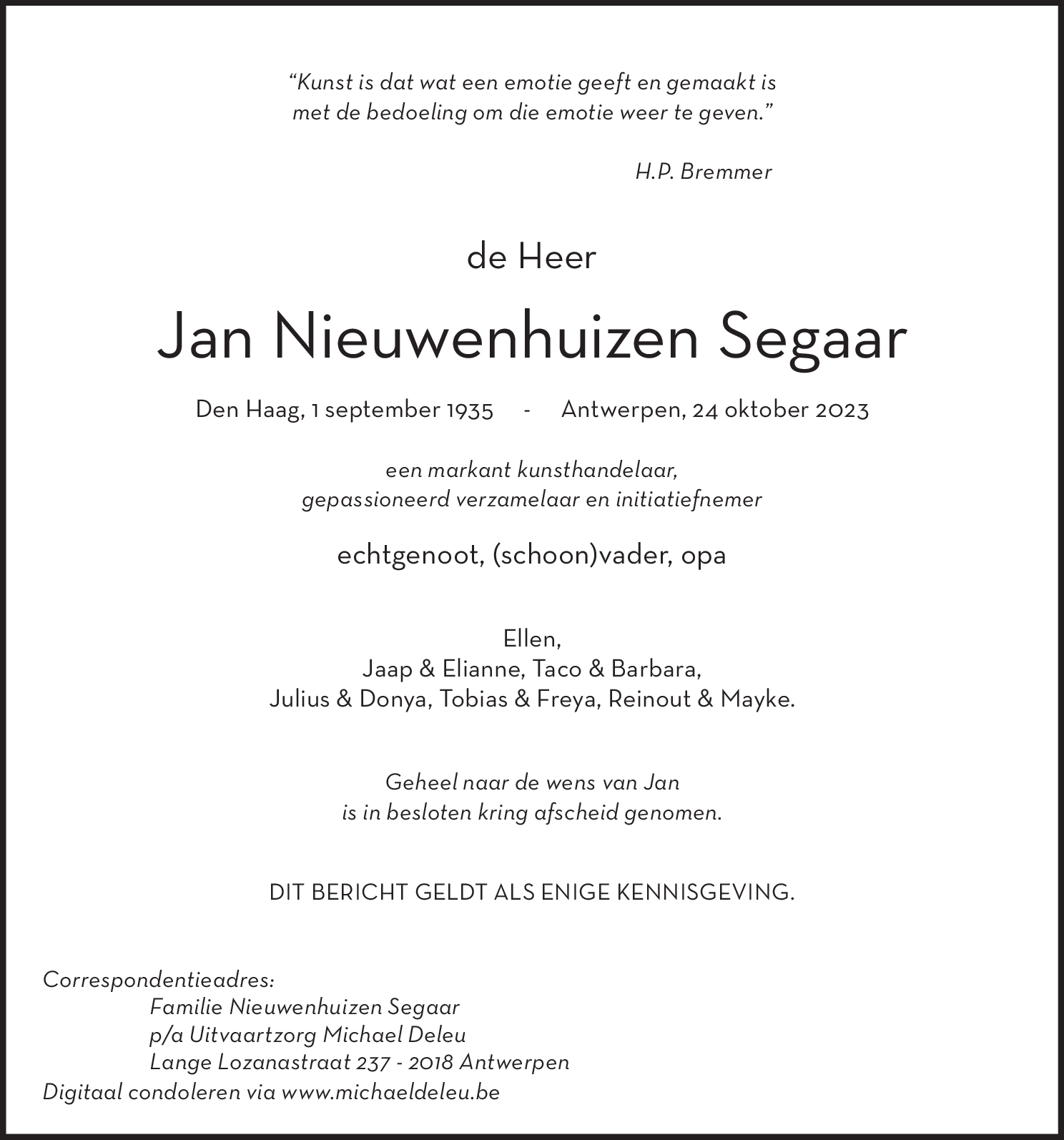 Jan Nieuwenhuizen Segaar