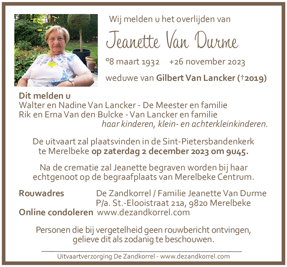 Jeanette Van Durme J