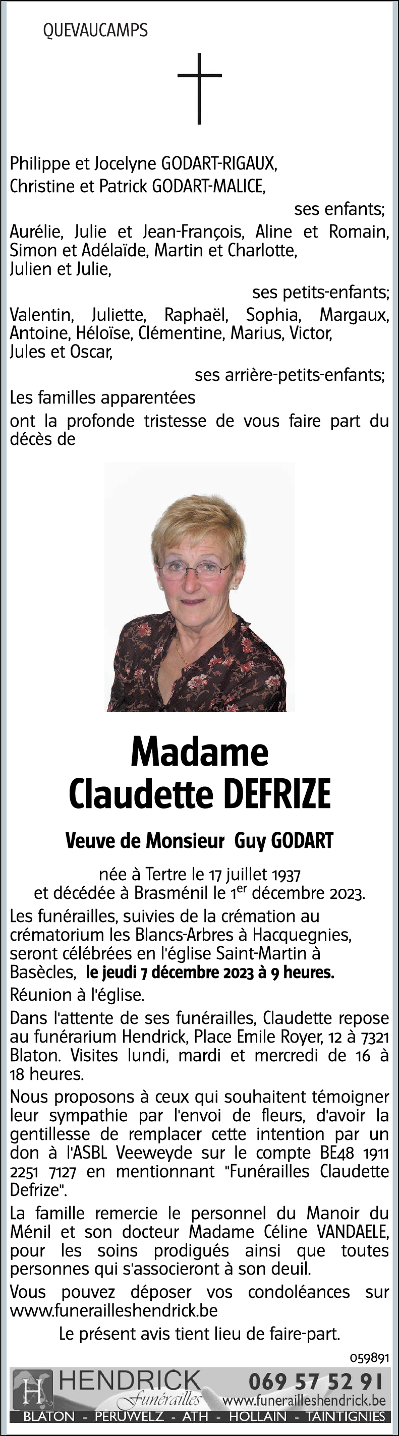 Claudette DEFRIZE