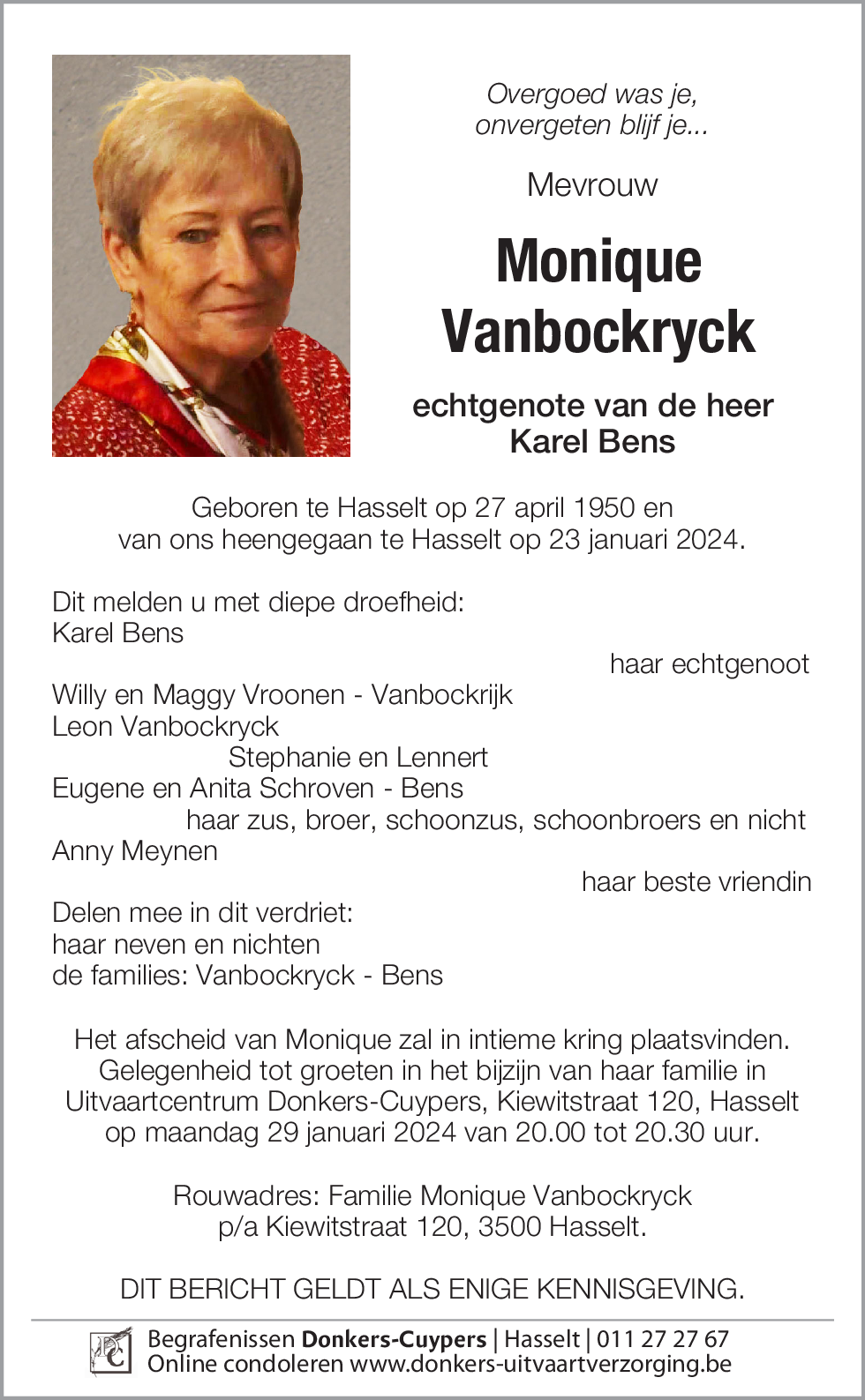 Monique Vanbockryck