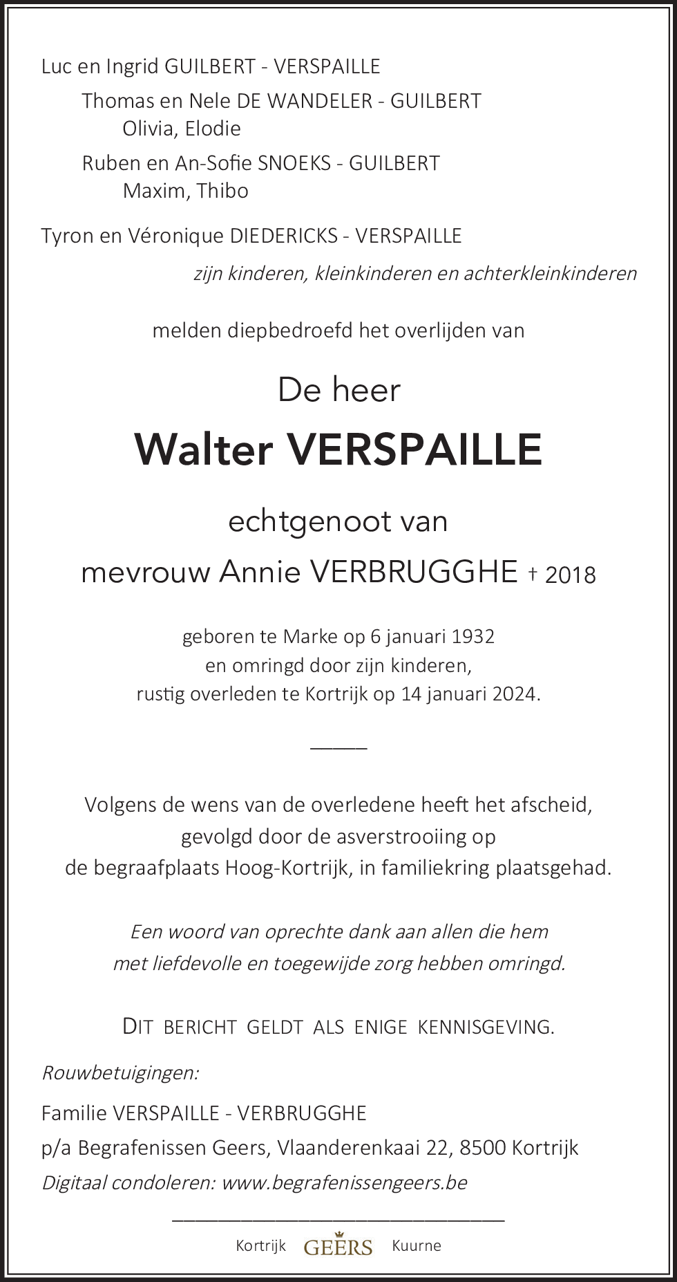 Walter VERSPAILLE