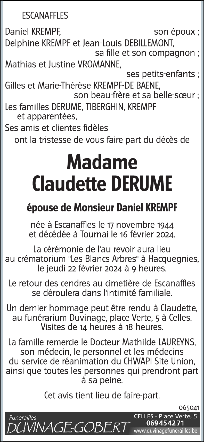 Claudette DERUME