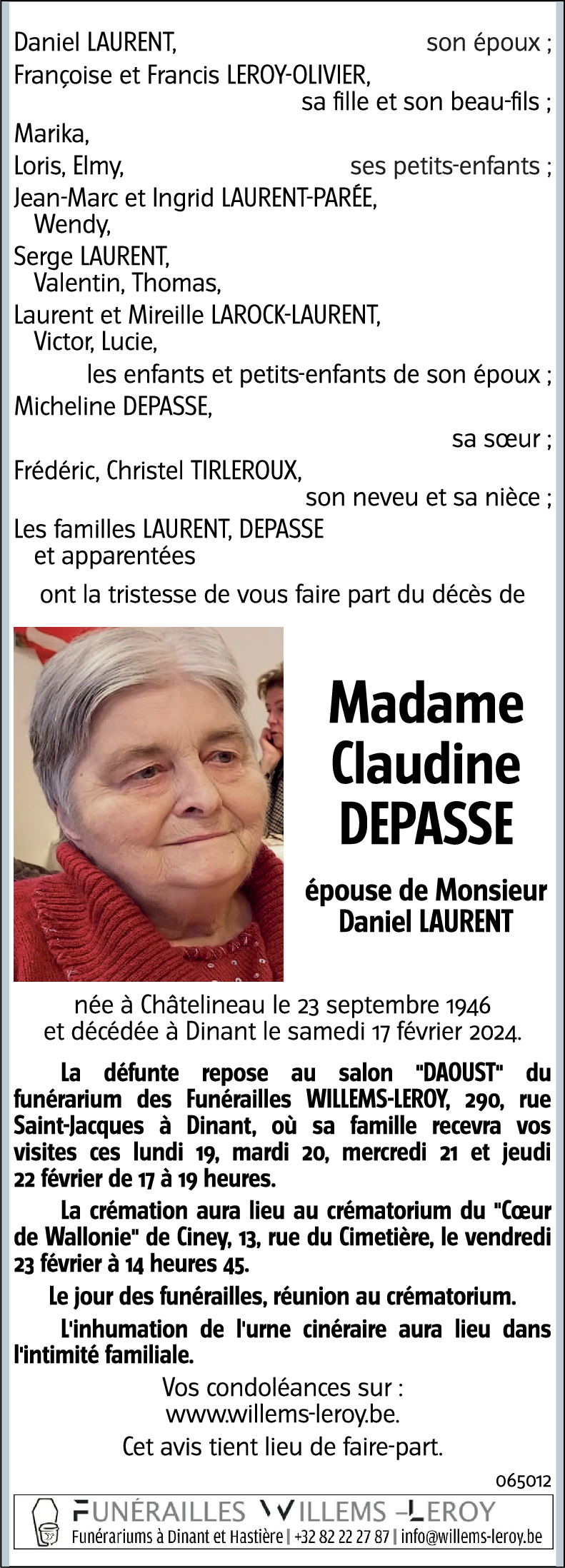 Claudine DEPASSE