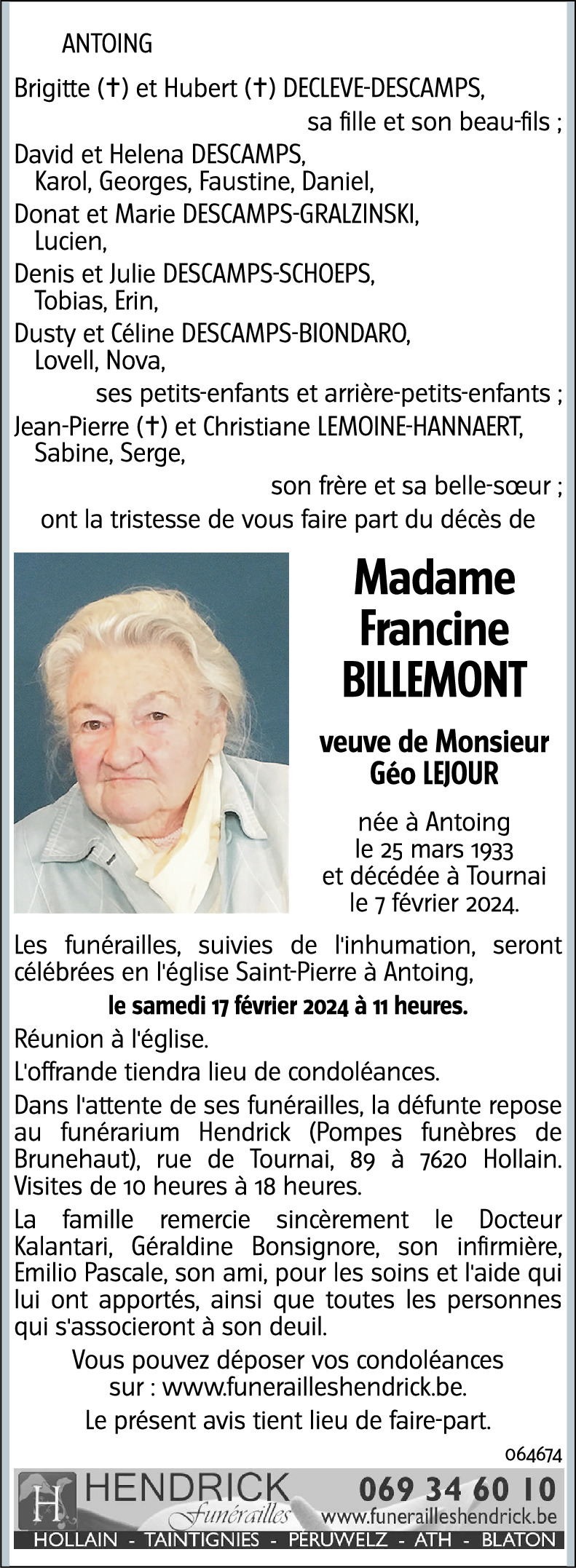 Francine BILLEMONT