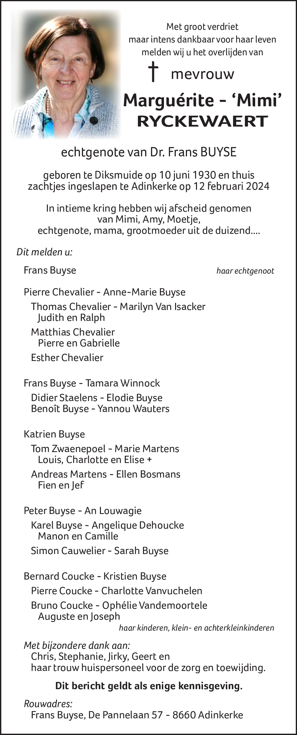 Marguérite - 'Mimi' Ryckewaert