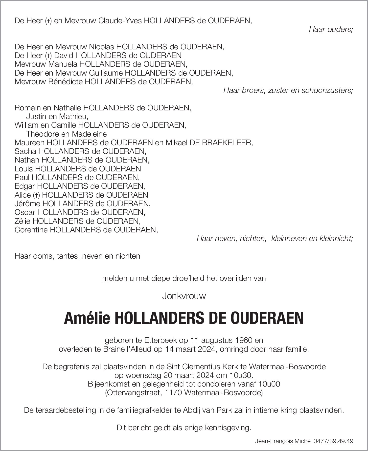 Amélie HOLLANDERS DE OUDERAEN