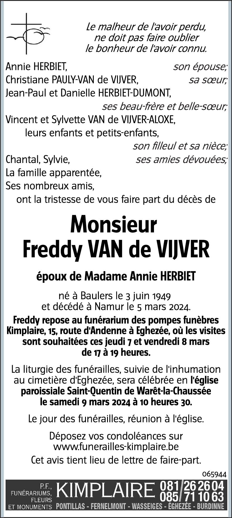 Freddy VAN de VIJVER