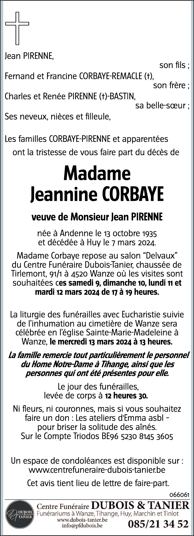 Jeannine CORBAYE