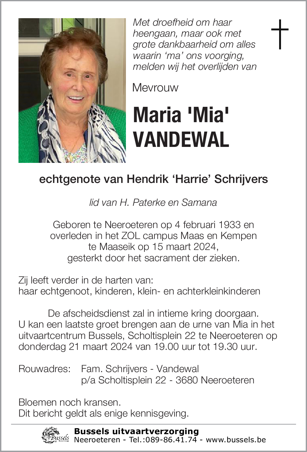 Maria 'Mia' VANDEWAL