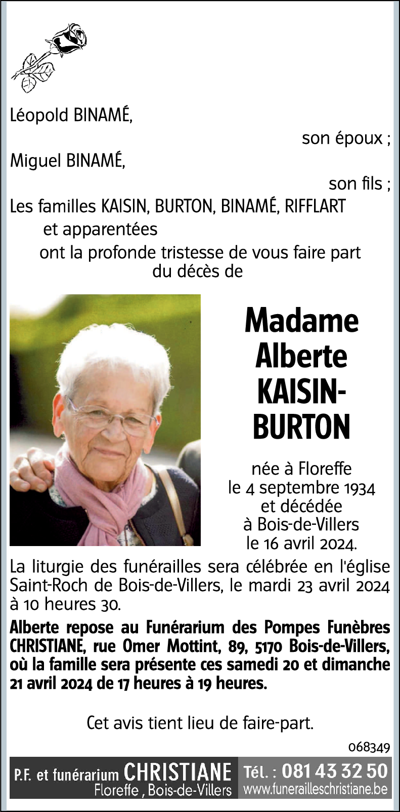 Alberte KAISIN-BURTON.