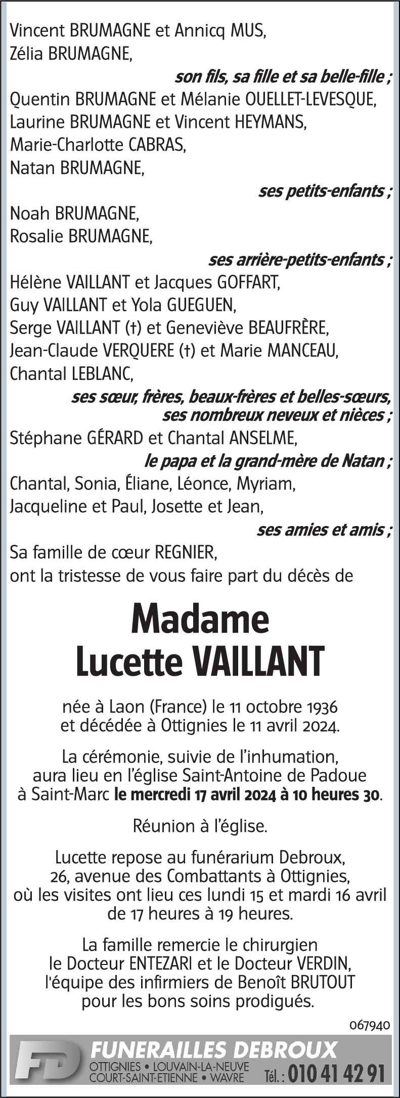 Lucette VAILLANT