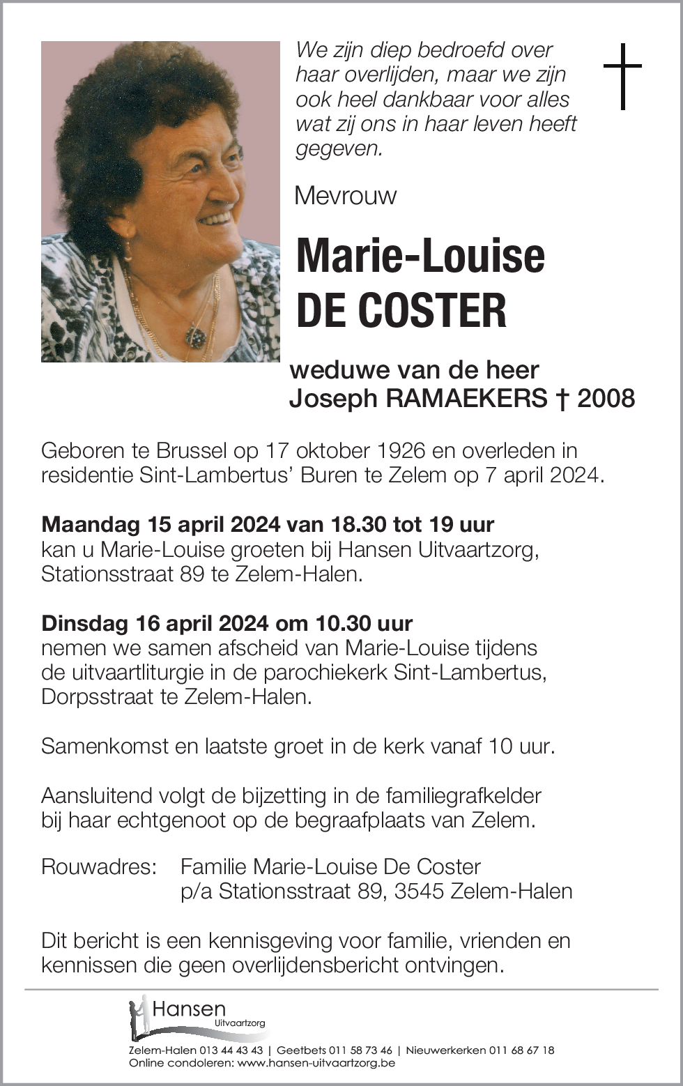 Marie-Louise DE COSTER