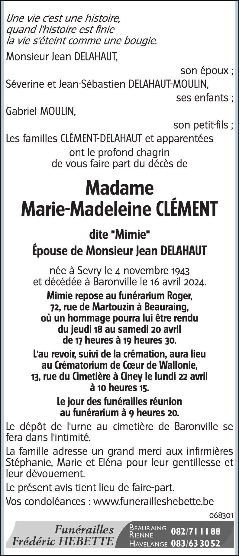 Marie-Madeleine CLEMENT