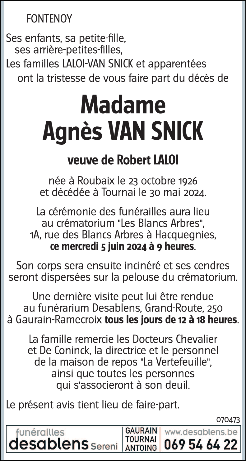 Agnès VAN SNICK