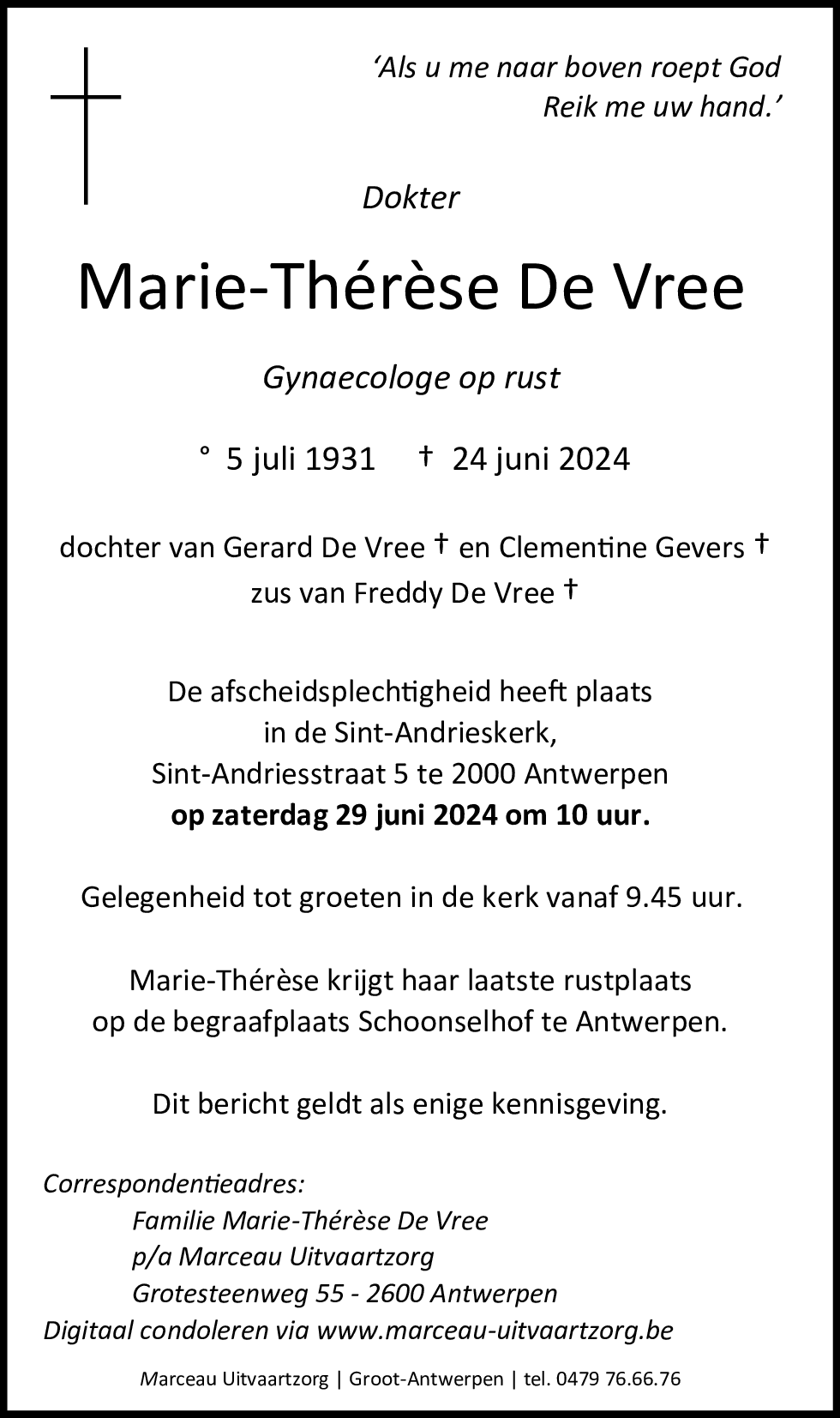 MARIE THERESE DEVREE