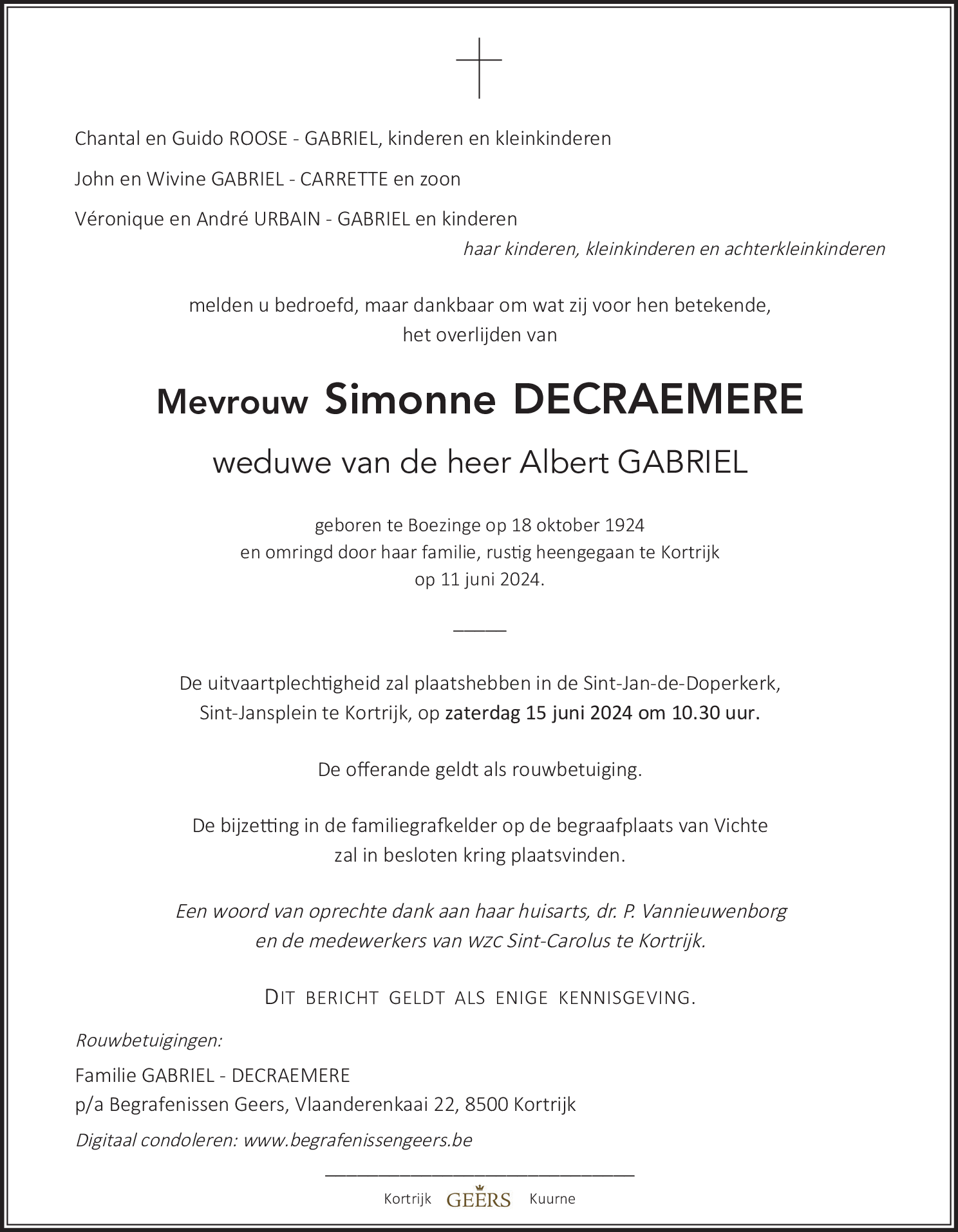 Simonne GABRIEL - DECRAEMERE