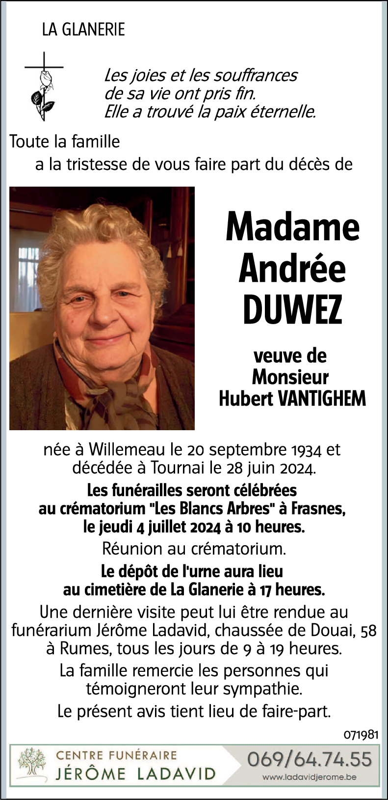 Andrée DUWEZ