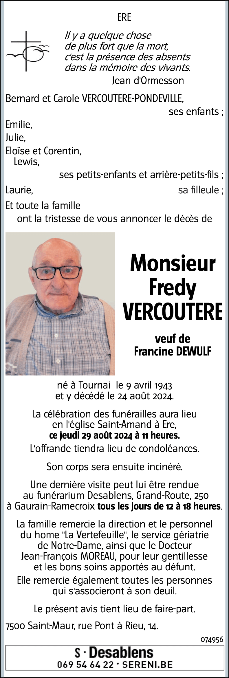 Fredy VERCOUTERE