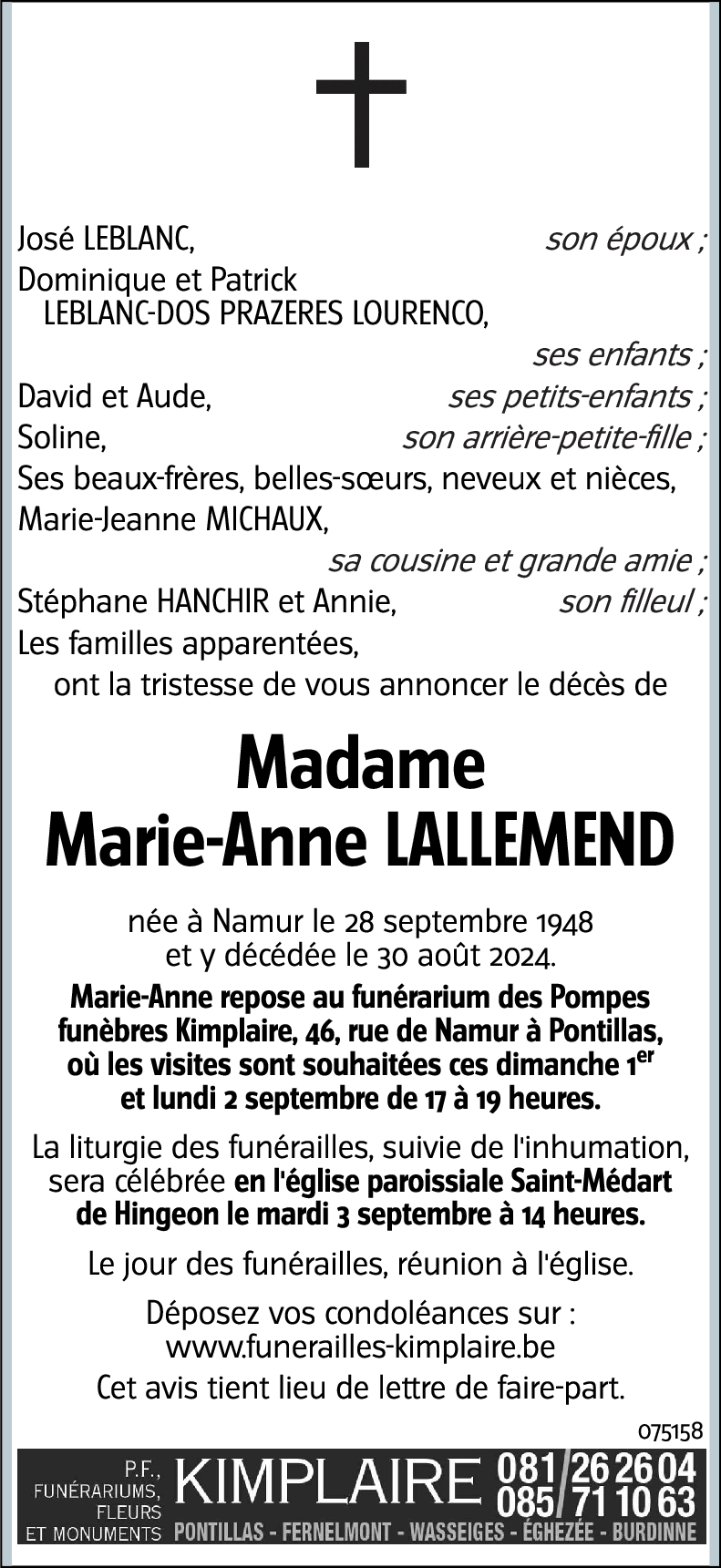 Marie-Anne LALLEMEND