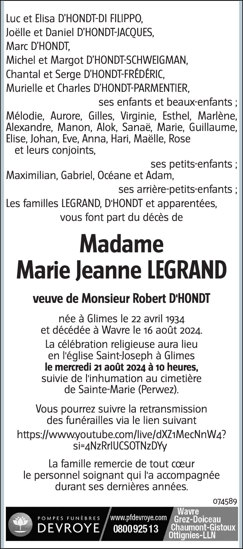 Marie Jeanne LEGRAND