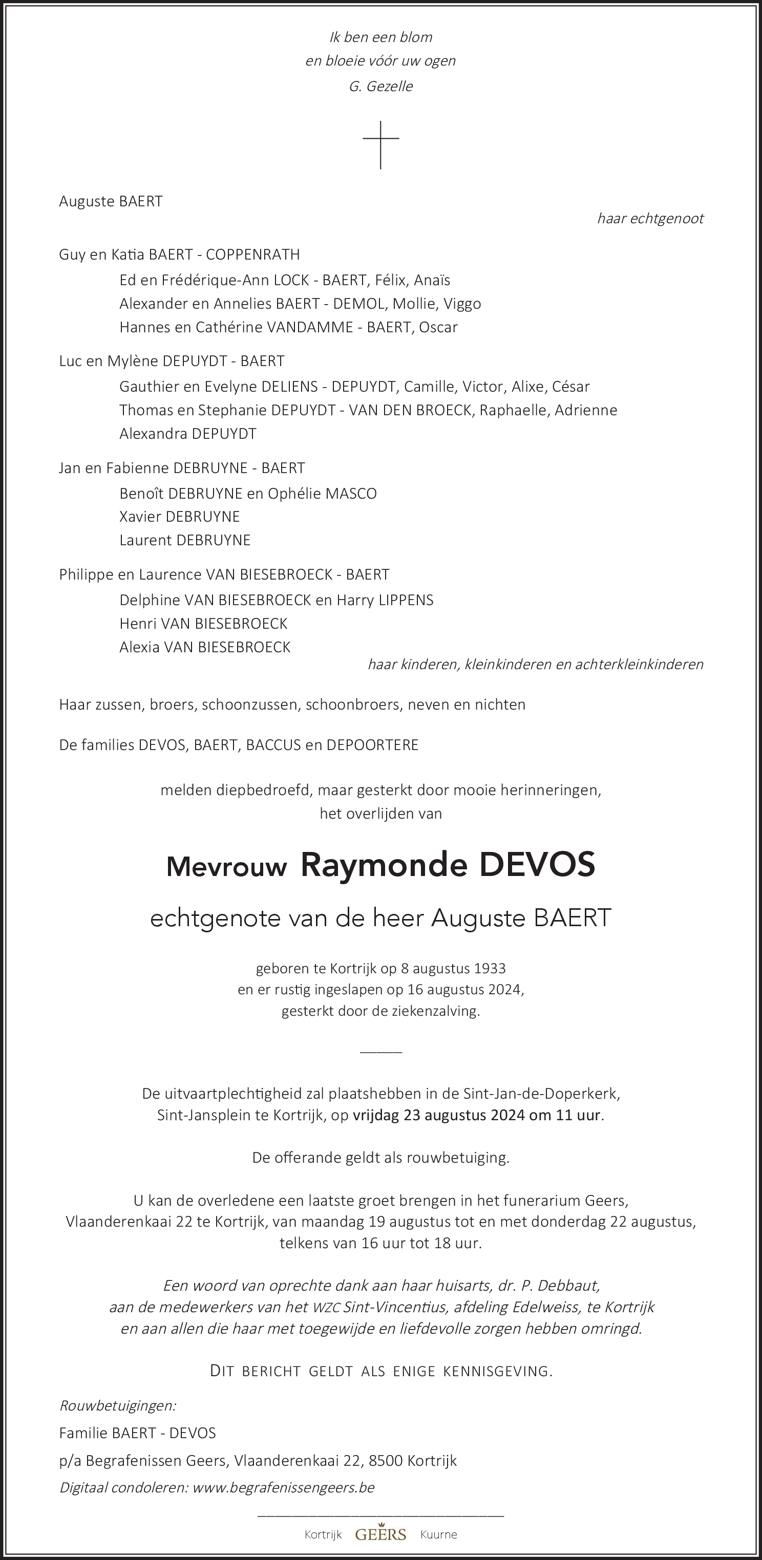 Raymonde BAERT - DEVOS