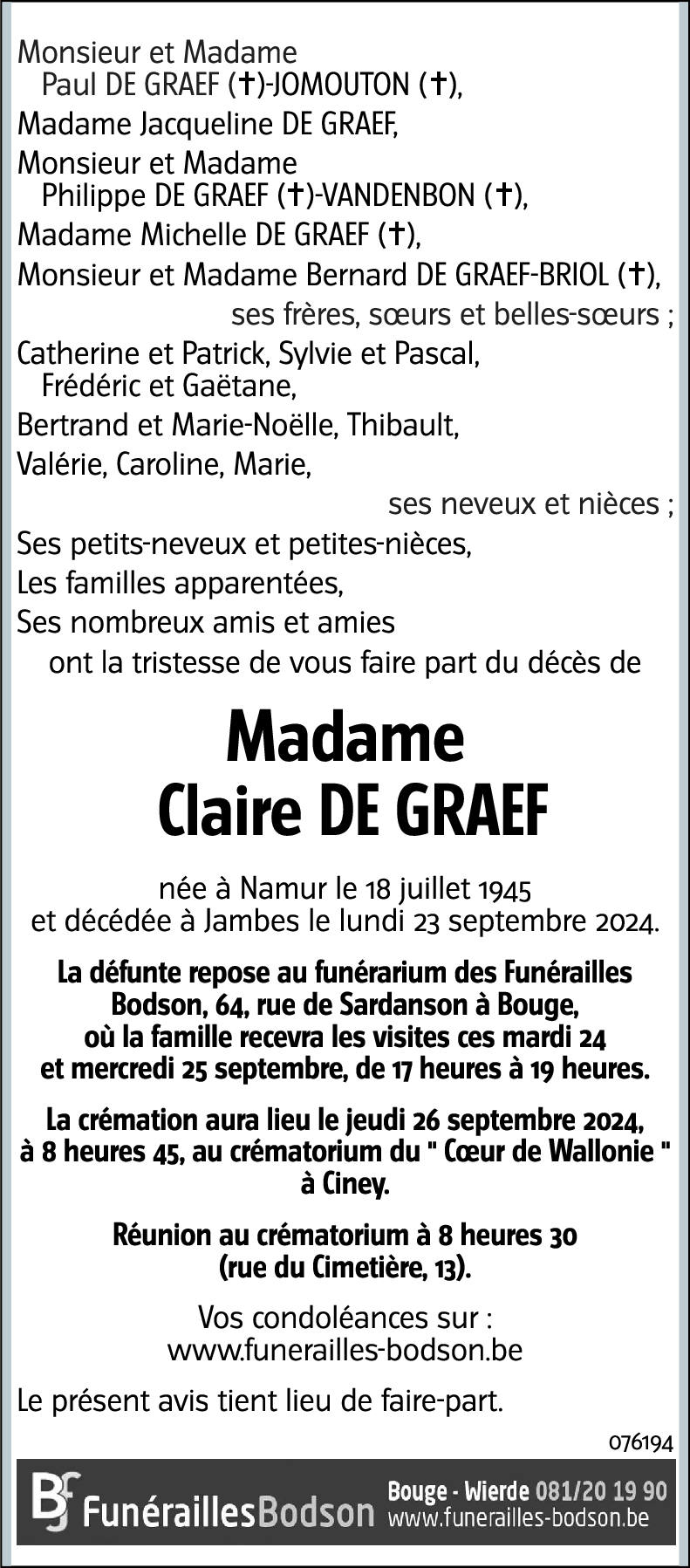 Claire DE GRAEF